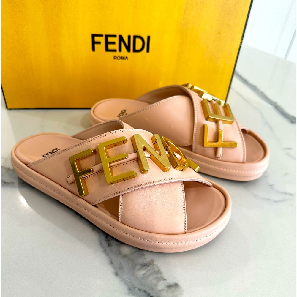 Fendi Fendigraphy Logo Slide Sandals - Picture 2 of 9